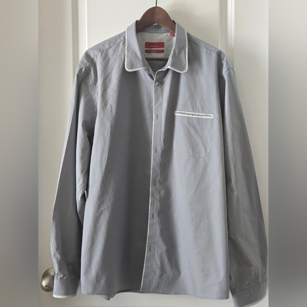 Saks Fifth Avenue Gray Shirt with White Accents